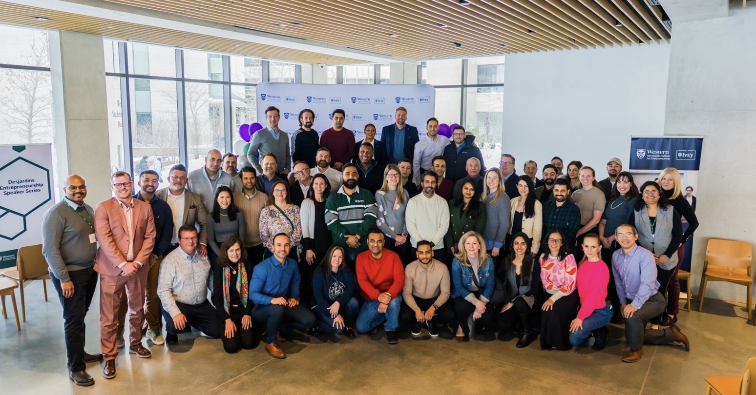 The EMBA group at the Ronald D. Schmeichel Building for Entrepreneurship and Innovation