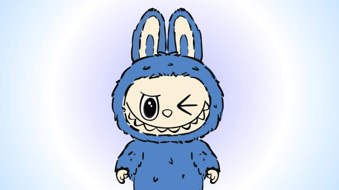 Graphic Of Blue Labubu Plush