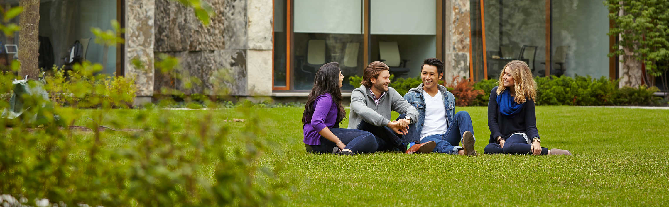 Students in a courtyard