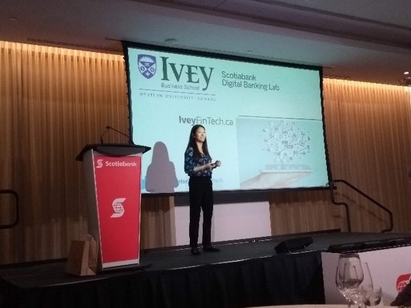 Kristal Au-Yong addresses the Toronto FinTech Conference