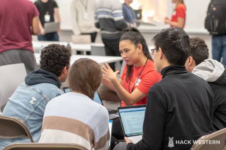 Students talking at the Hack Western 5 event