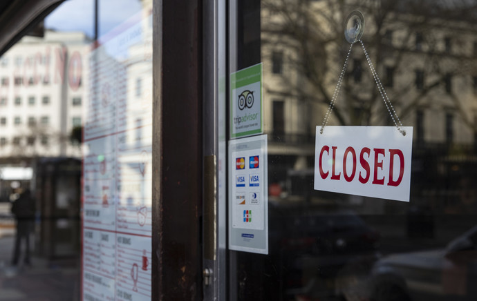 Closed sign on business