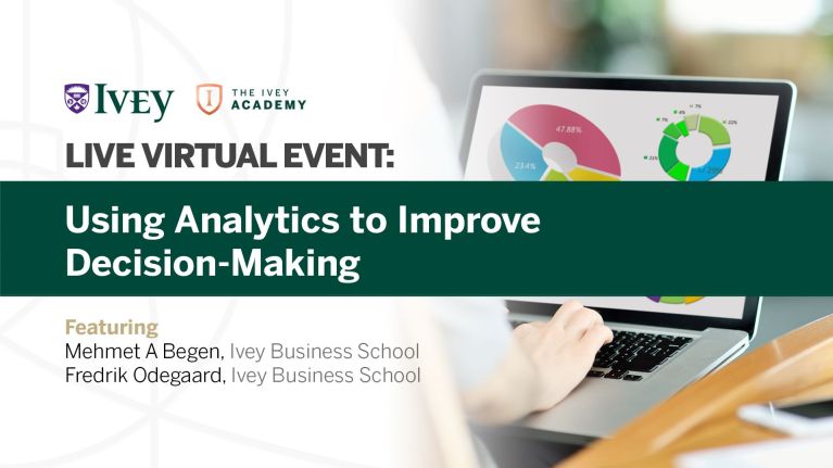 Using analytics to improve decision-making webinar powerpoint presentation cover slide screenshot