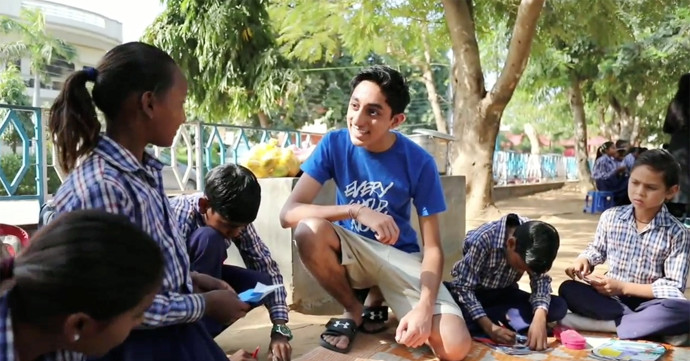 Vishal Vijay with children in Faridabad, India