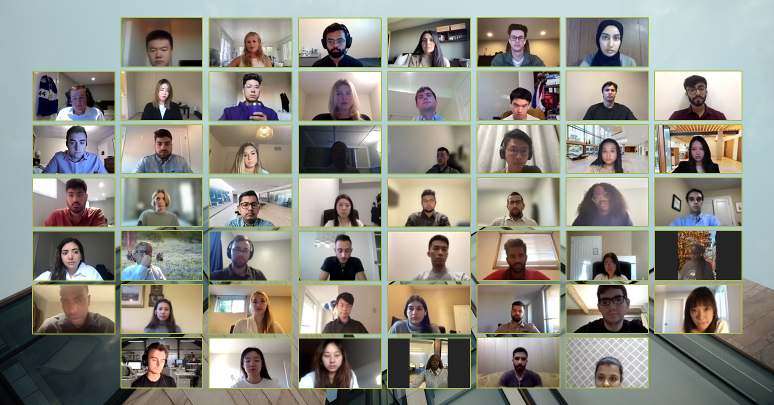 Students on Zoom at MSc Class of 2023 welcome event