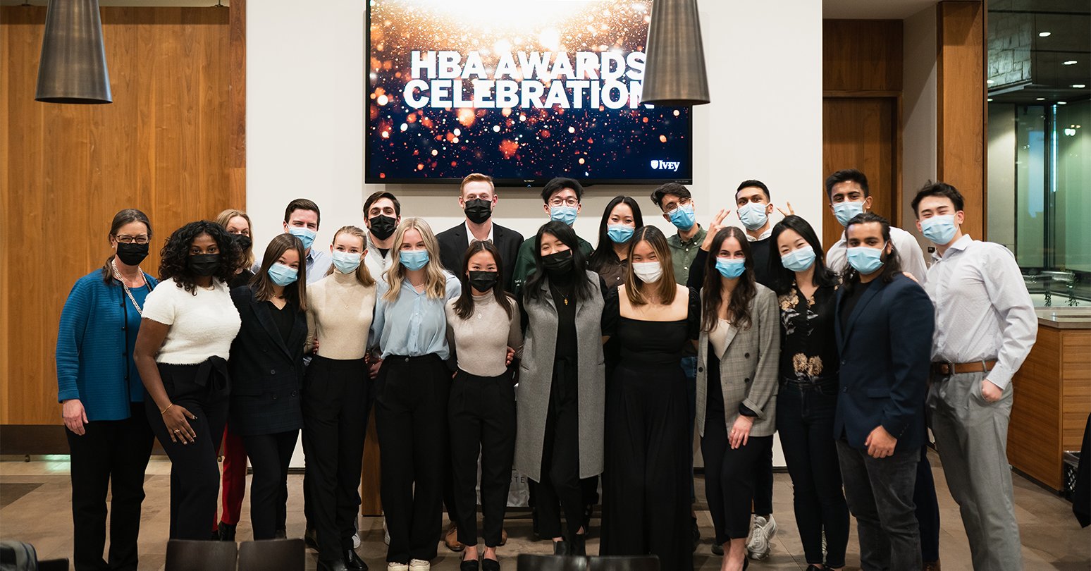 Martha Maznevski (left) with the HBA2 award winners