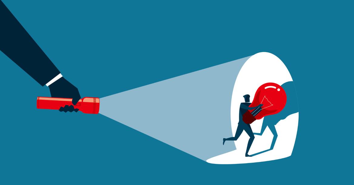 Landscape Graphic Of Flashlight Spotlighting A Person Stealing A Lightbulb