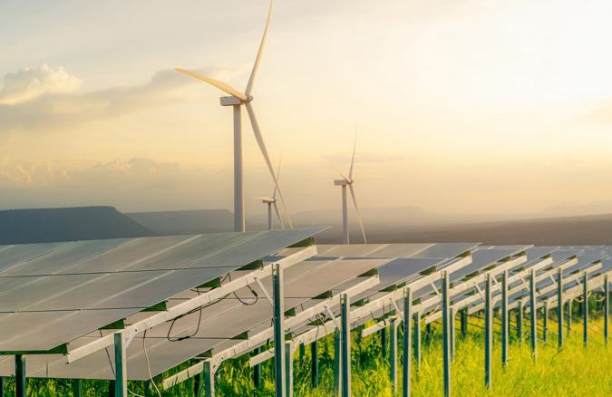 Solar Panels And Wind Farm