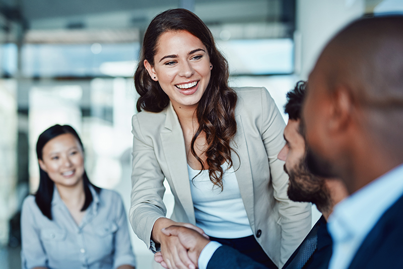 Woman Shaking Hands With A Man