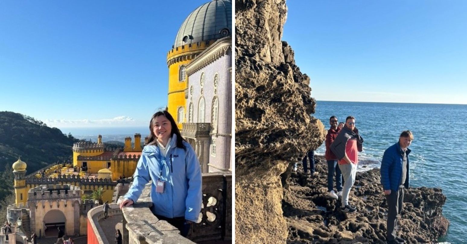 Ivey's MBA students in Portugal - Bonnie Li (left), Fredrik Odegaard and MBA students (right)