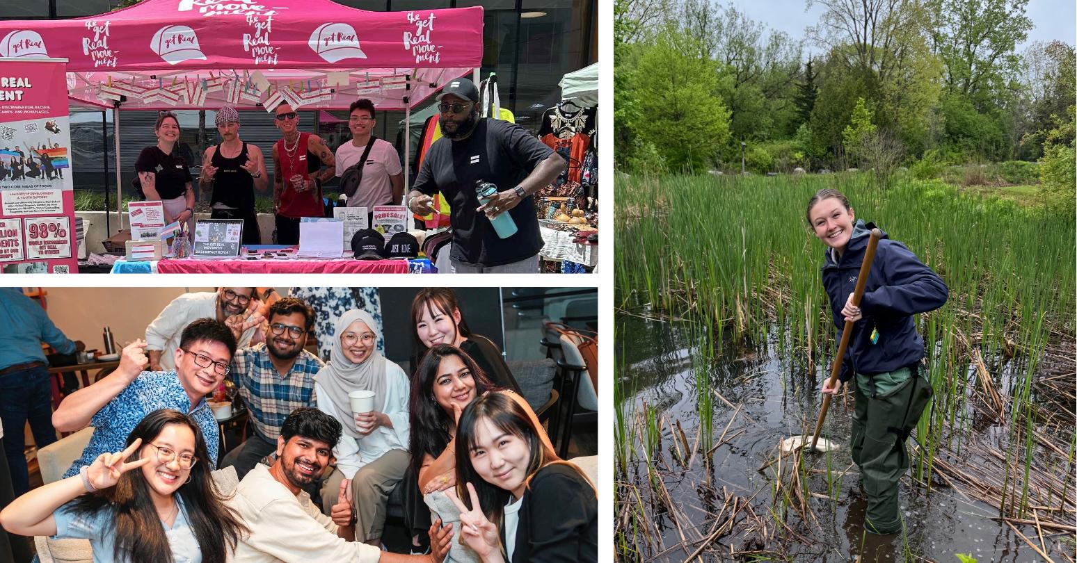 Top Left Image Vince Pham With The Get REAL Team. Bottom Left Image Ryanna Luo. Right Image, Lauren Miekle.