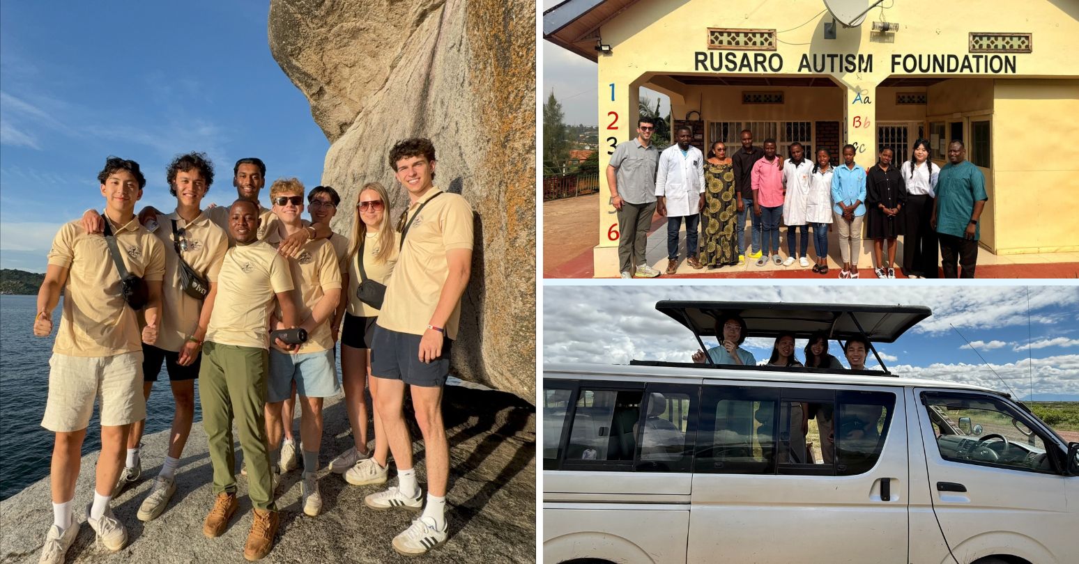 Collage of photos of Ivey students in Africa