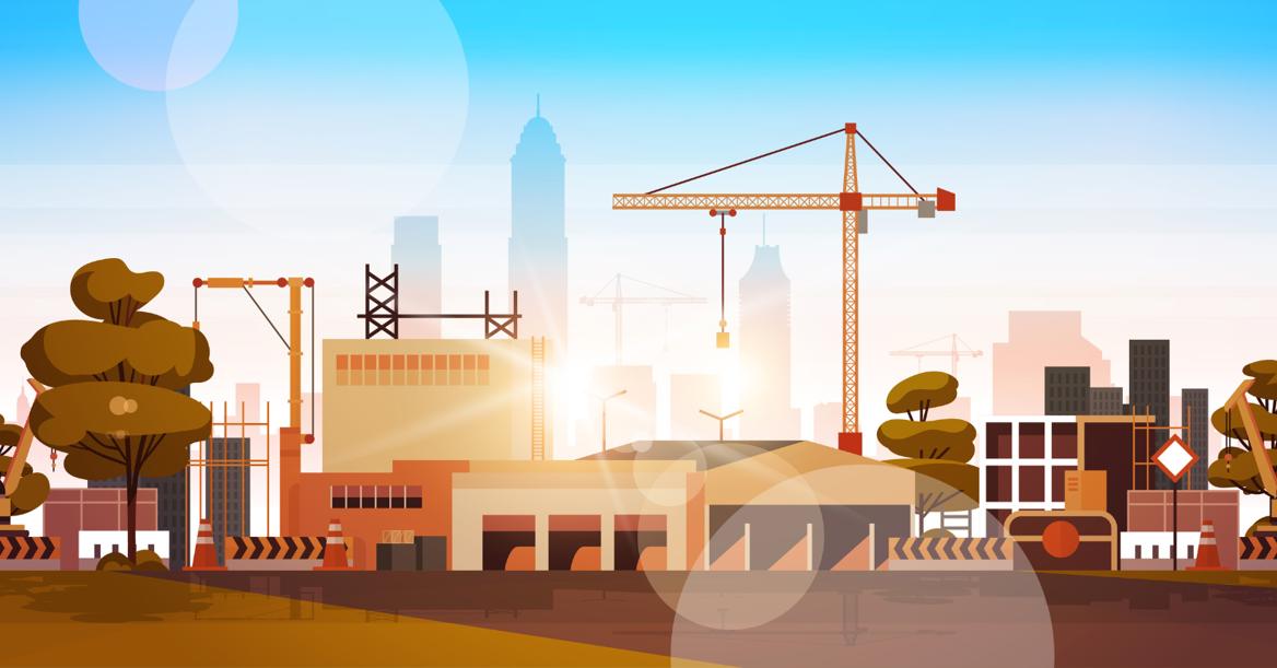 Graphic Of Construction Cranes Over Cityscape