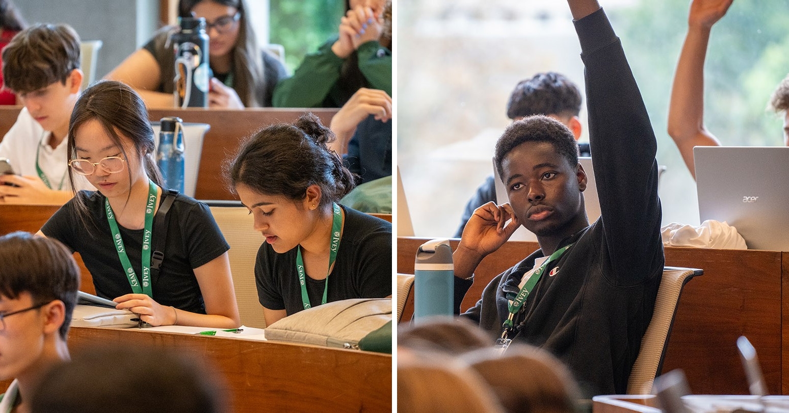 Students participating in a case class.